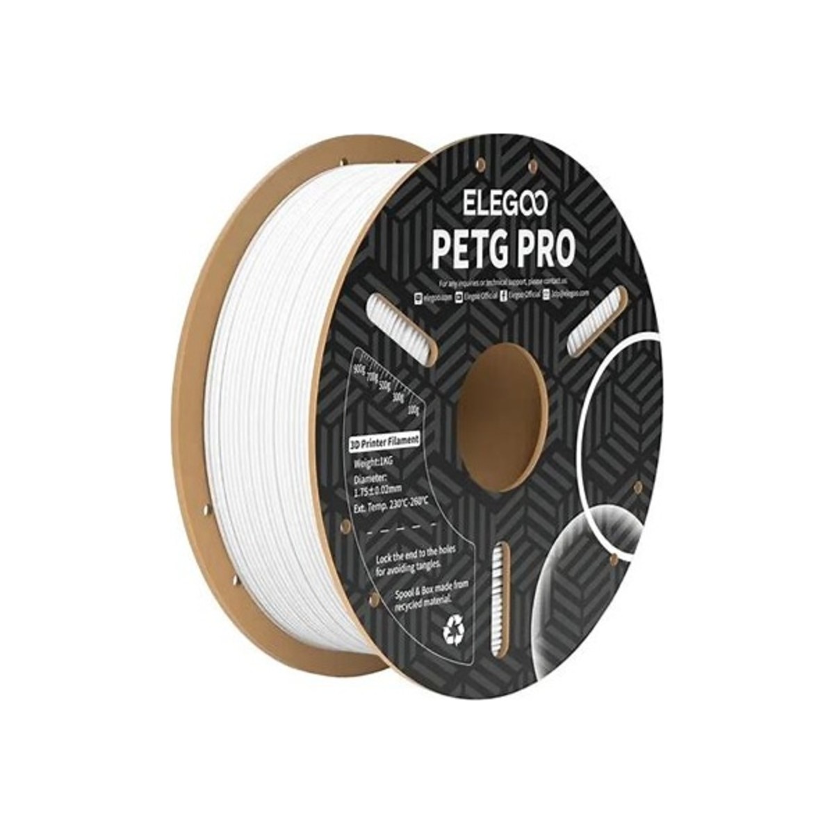 Filamento Elegoo PETG Pro 1.75mm 1kg Blanco